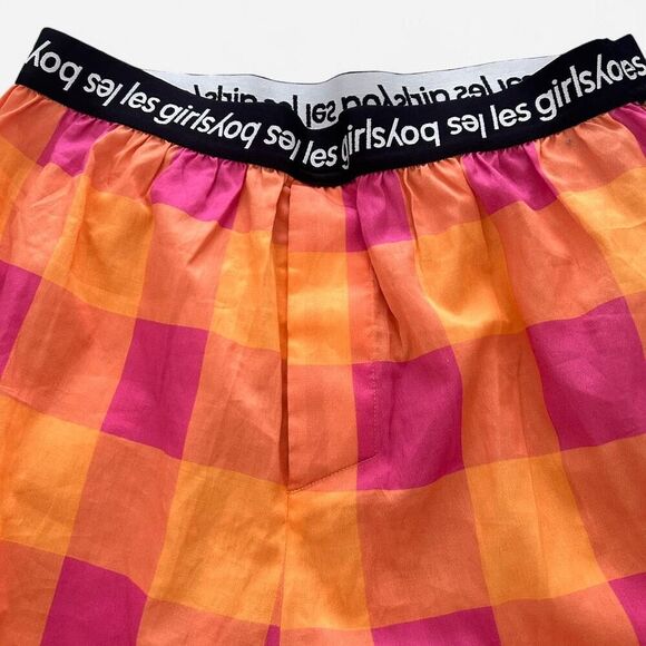 Les Girls Les Boys Pink Citrus Gingham Boxer Shorts NWT M Loungewear Streetcore - Picture 3 of 6